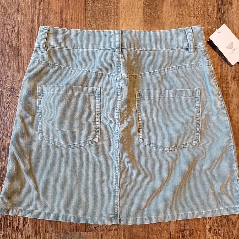 Roxy Light Gray Green Corduroy Mini Skirt - Picture 4 of 11